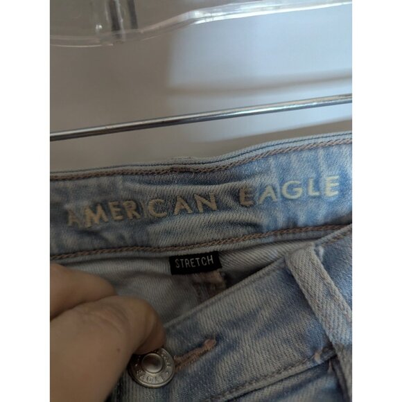 American Eagle Jeans Festival Flare Split Hem Sz 6 Short Stretch Denim 70s Retro - Picture 9 of 12